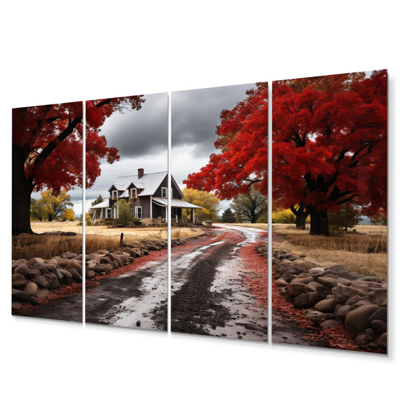 «Red Farmhouse Rustic Elegance III», ensemble de reproductions d'art mural en métal