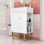 Sleek Bathroom Vanity with Ceramic Sink, Right-Side Storage and Golden Accents-71913490