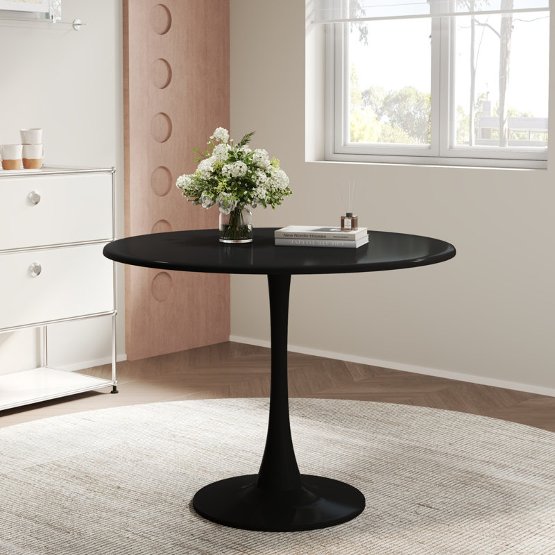 31.5'' Round Pedestal Dining Table, Black