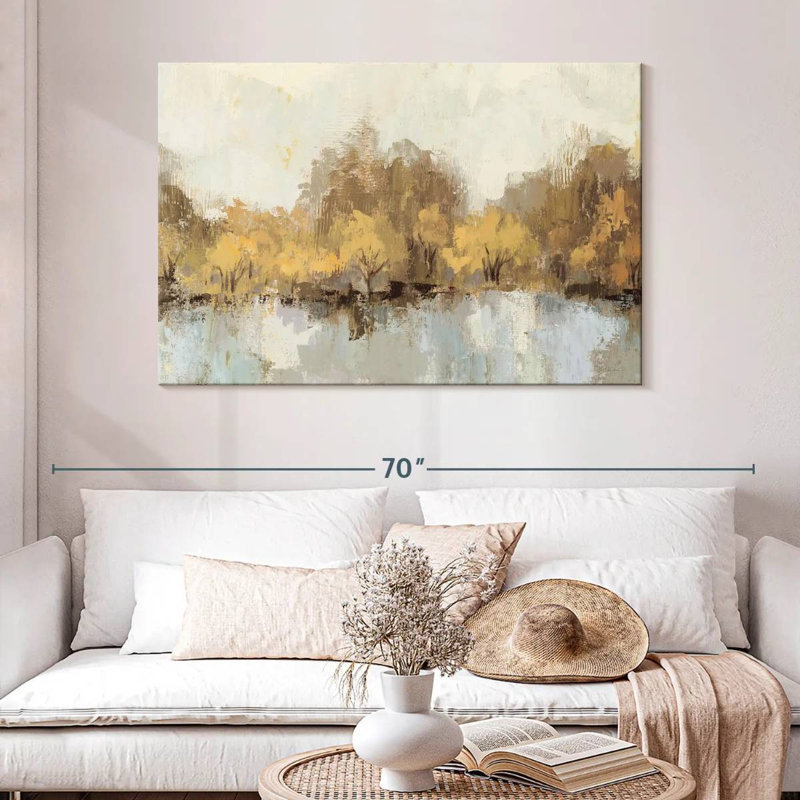 Avery, rivière d'automne, reflet doré, H 32 po x l 48 po