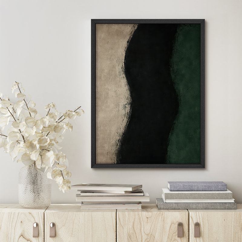 Reproduction d'art encadrée abstraite pour décoration intérieure moderne, H 14 po x l 11 po, Noir