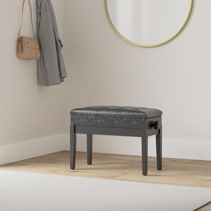 Banc de piano noir à boutons, hauteur réglable, H 18,9 po x l 29,5 po x P 13,78 po