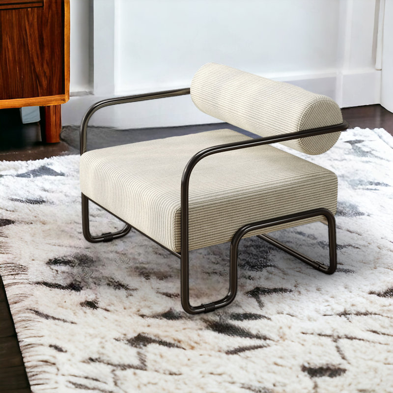 Firoj Upholstered Armchair, Beige Corduroy