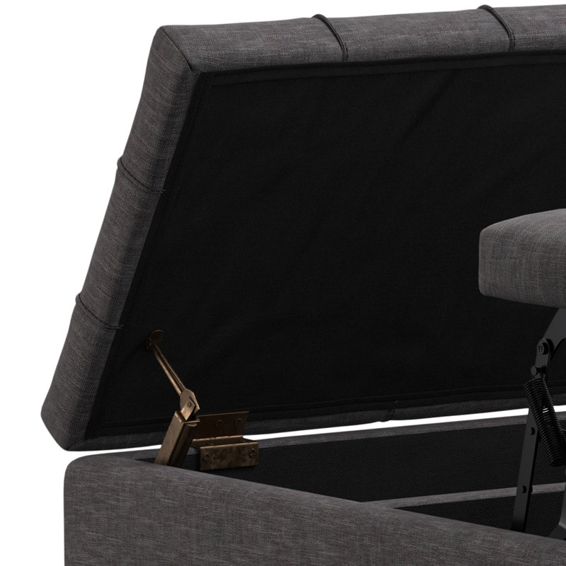 Slate Grey Tufted Lift-Top Storage Cocktail Ottoman