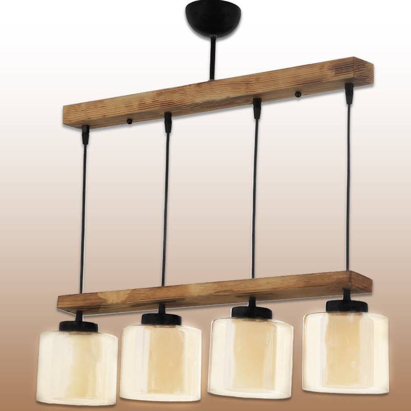 Luminaire suspendu pour îlot de cuisine 2 lumières, Bois