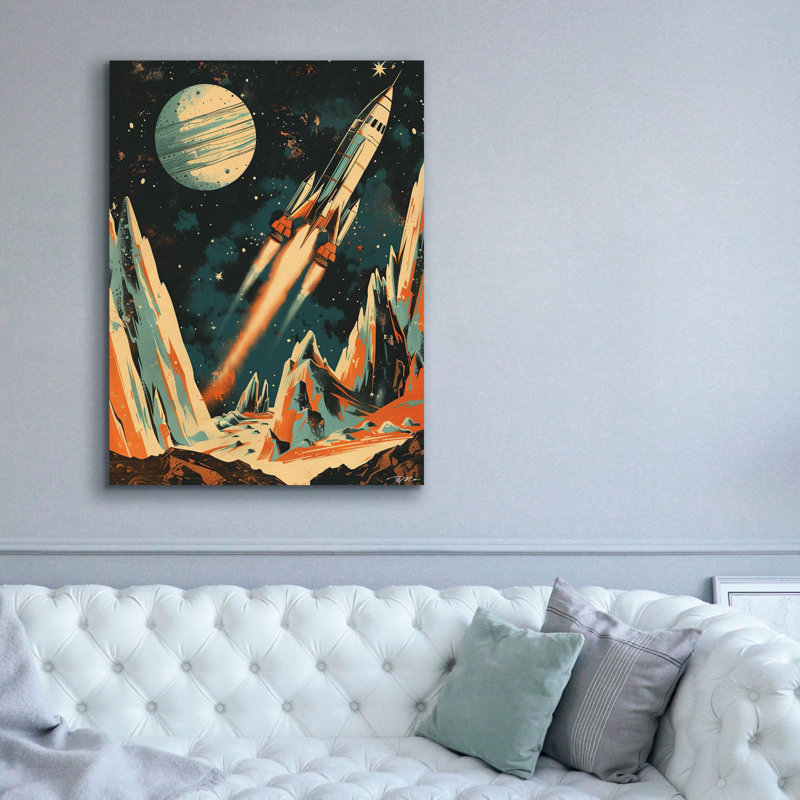 «Epic Graffiti» «Vintage Space 1» par Momart, art mural sur toile, H 54 po x l 40 po x P 1,5 po