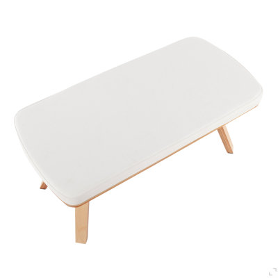 Banc Mid-Century moderne en bois naturel et tissu crème