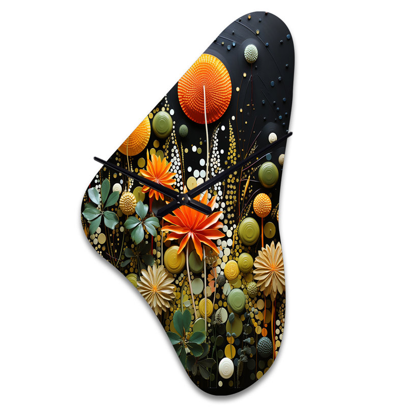 Horloge murale orange Mid Century Natures Spake, Moyenne