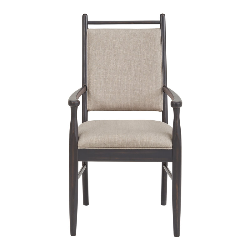 Cipolla Wood Finish Beige Fabric Arm Chair, Black