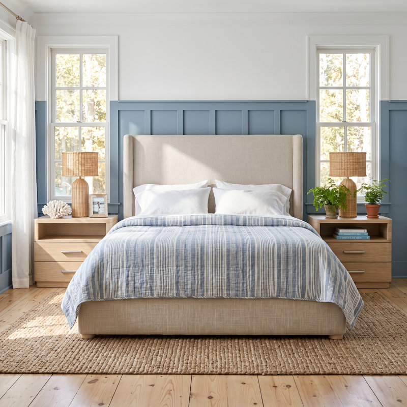 Ensemble de chambre avec grand lit 3 pièces Fiedler, 3 Pcs: Bed, 2 Nightstands, Queen