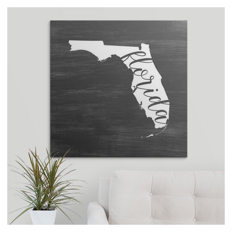 «Home State Typographie Florida», impression graphique, H 24 po x l 24 po x P 1,5 po, Toile