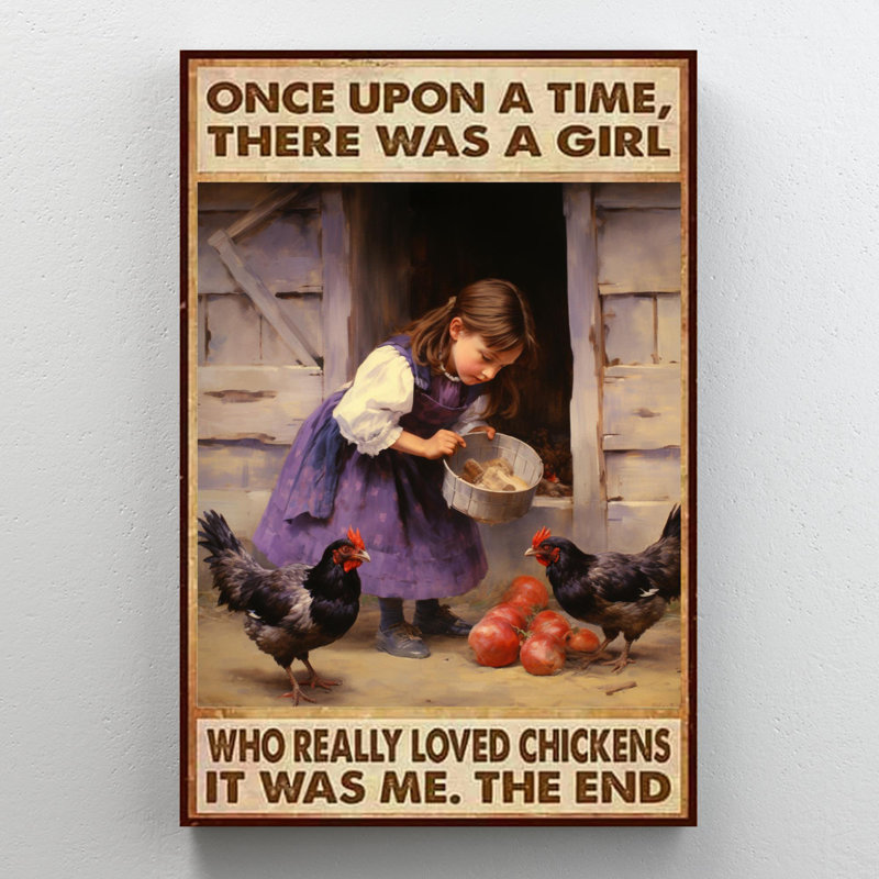 A Girl Who Really Loved Chickens 2 - 1 Piece Rectangle Graphic Art Print On Wrapped Canvas, H 36 po x l 24 po x P 1,25 po