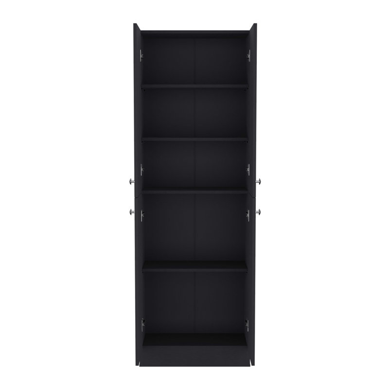 Armoire de cuisine H 71 po, 4 portes, 5 tablettes réglables, buanderie, Noir