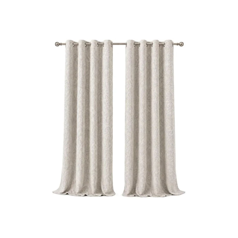 MHG Living Eyelet 100% Cotton Curtains - 2 Panels - Darkening Jacquard Curtain Pair for Bedroom & Living Room, 46X72 INCH