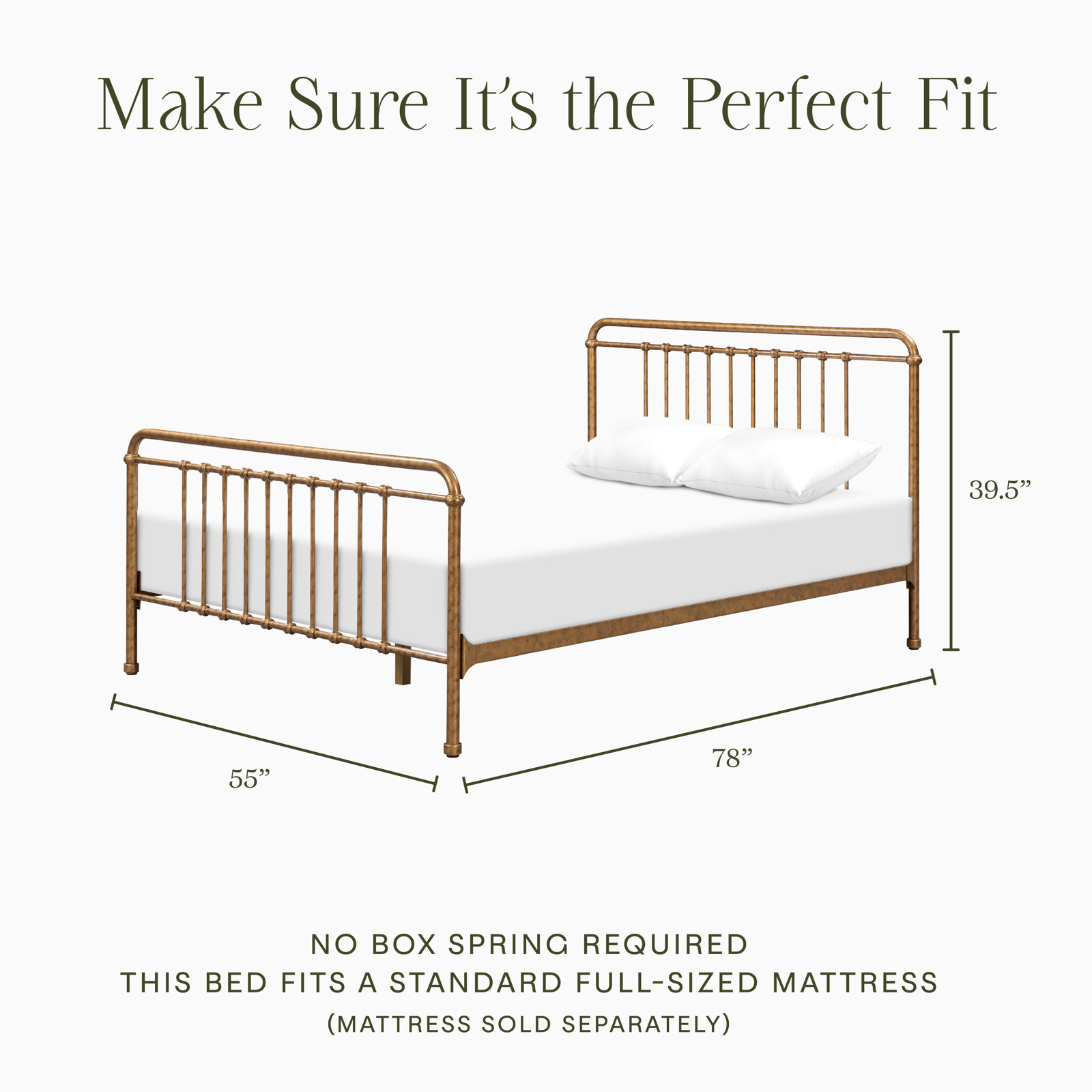 Winston Bed, Full, Vintage Gold