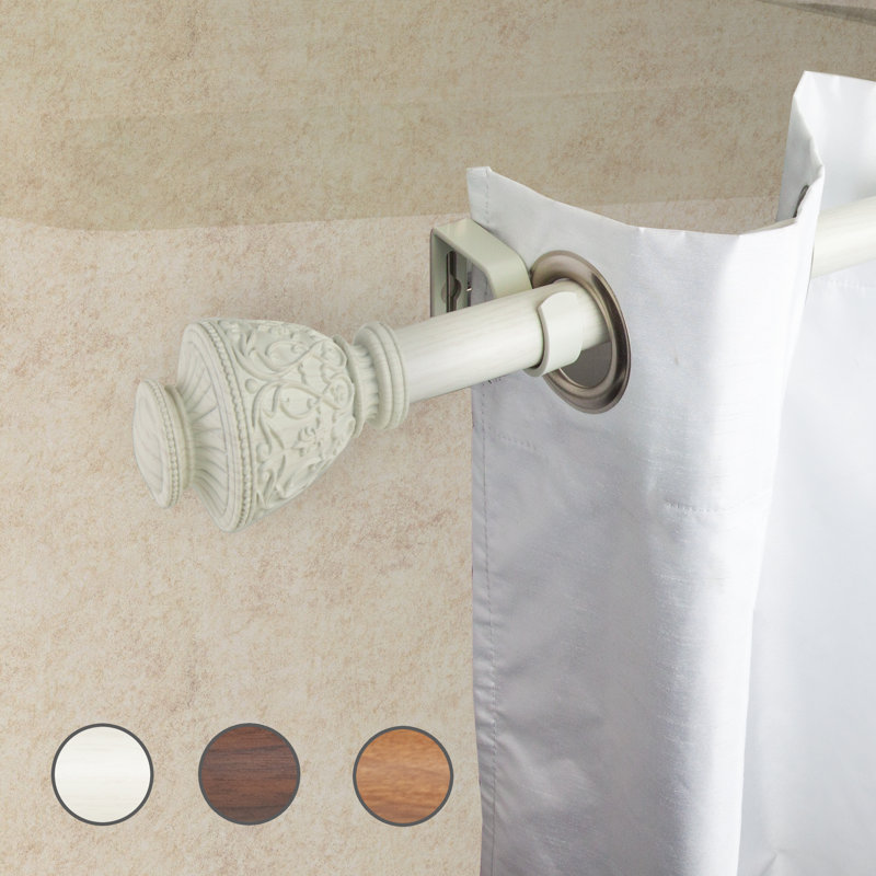 Tringle à rideaux simple en faux bois Lemos, Blanc perle, 48" - 84"