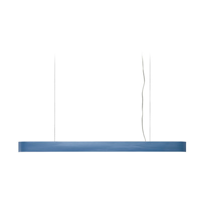 I-Club Suspension Light - Long Slim - DIMTRIAC LED - Matte Nickel Finish - Matte Satin Diffuser - Blue Shade