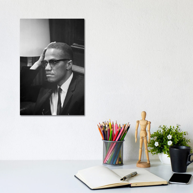Malcolm X (1925-1965) de Marion Trikosko-impression, H 12 po x l 8 po x P 0,75 po, Toile tendue, Pas de tapis