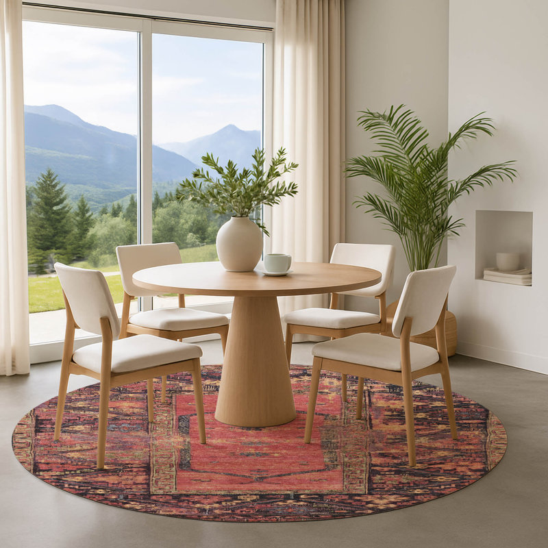 Premium Machine Washable Lubbers AMF1727 Global Rug, Round 8'