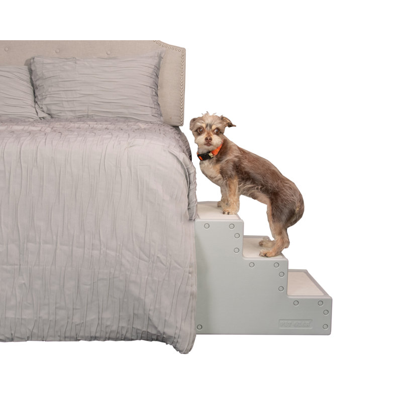 Gray 3-Step Pet Stairs with Non-Slip Surface