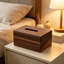 Boîte à mouchoirs rectangulaire en bois d'acacia, idéale pour la salle de bain, la chambre à coucher, le salon ou le bureau (paquet de deux).