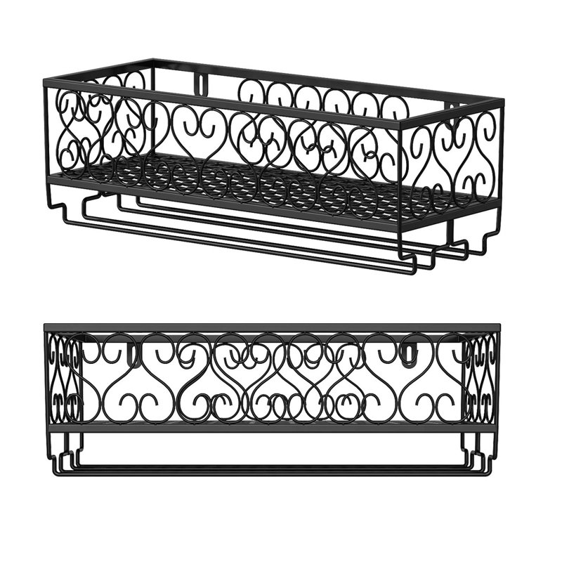 Koehl 12 Bottle Wall Mounted Wine Bottle & Glass Rack in Black