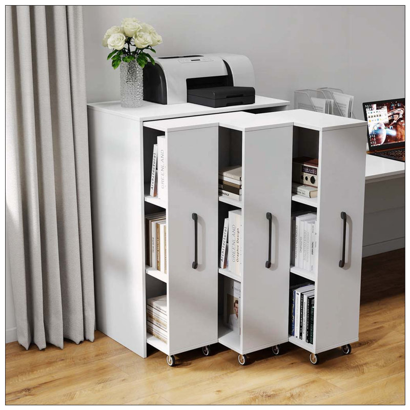 Bibliothèque de rangement coulissante avec 3 portes coulissantes