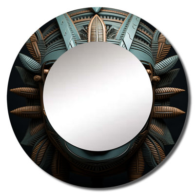 African Tribal Dogon Mask - African Tribal Mirror, Global Round Decorative Wall Mirror, Printed Metal Art