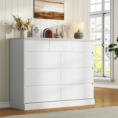 Commode double 9 tiroirs, commode de 47,2 po Dornisha, commode de chambre à coucher moderne pour garde-robe et salon