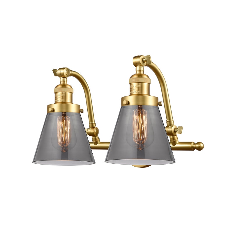 Cone 2 Light Bath Vanity Light, Satin Gold