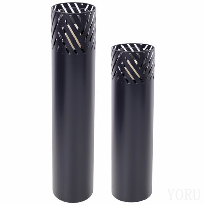 Lanterne colonne, ensemble de 2, colonne décorative pour le jardin au design industriel noir, lanterne pour l'extérieur et l'intérieur, lanterne avec bougies, oriental, 37 1/2 po + 29 1/2 po