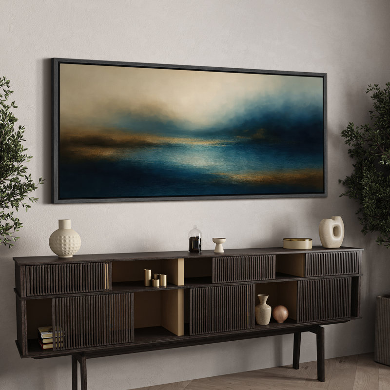 Grande impression sur toile encadrée, impression de paysage abstrait pour la décoration intérieure moderne, Noir