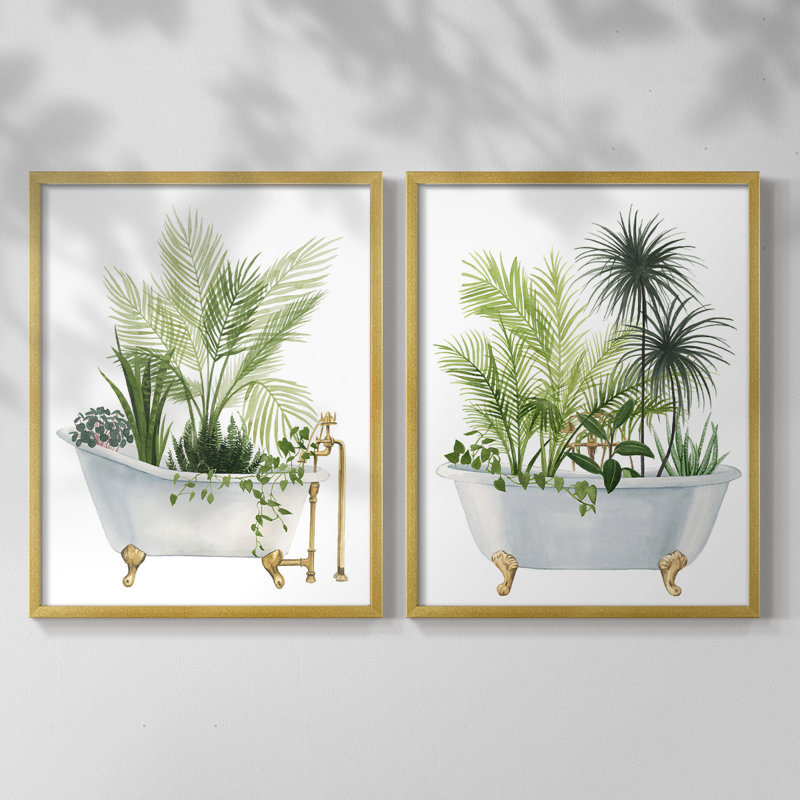 «Plant Bath I», reproduction encadrée de qualité supérieure - prête à être accrochée - aucun clou requis - aucun clou requis