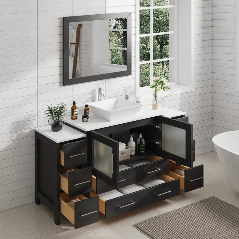  Ensemble de meuble-lavabo simple 60 "avec miroir 60", Espresso