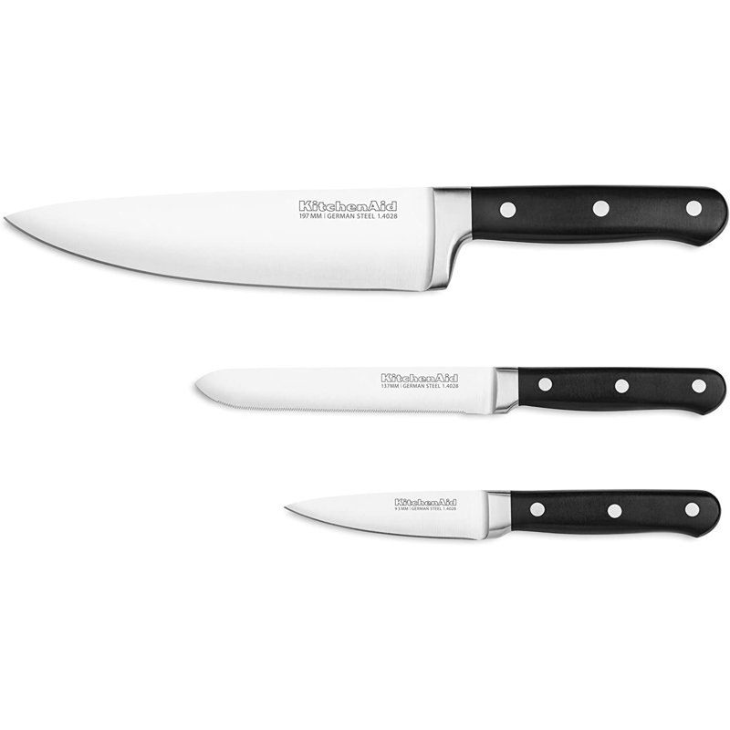 Ensemble de 3 couteaux en acier inoxydable à haute teneur en carbone Kitchen Aid
