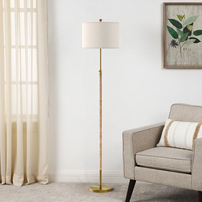 Lampe sur pied 70 po en rotin moderne réglable pour le salon / la chambre à coucher