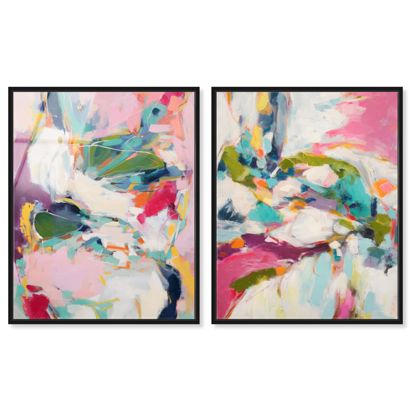 «Splash of Life Duo», ensemble de décorations murales imprimées en acrylique encadrées par Art Remedy, cadre noir, 36 x 45