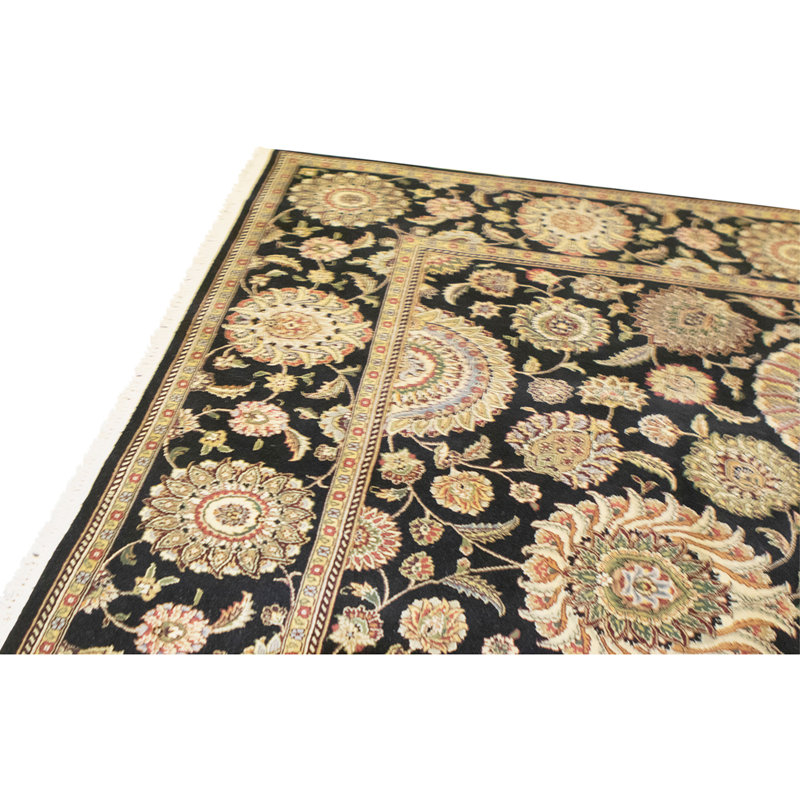 High-Quality Hand-Knotted Black Area Rug
