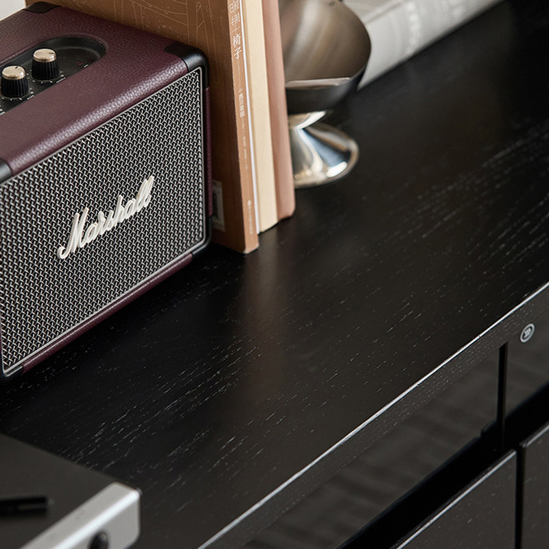 Black Solid Wood TV Stand