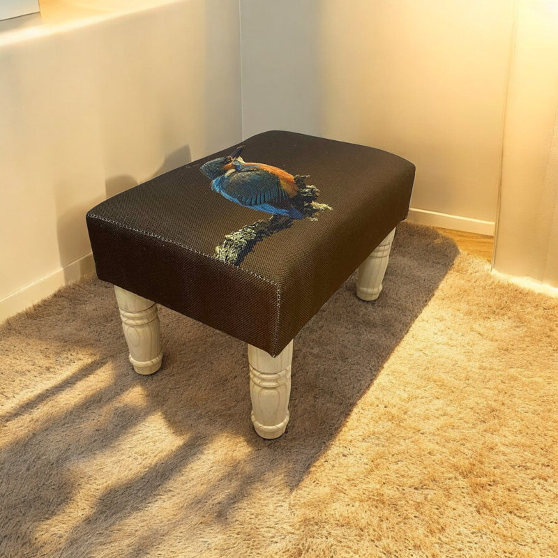 Aahaan 40cm Wide Rectangle No Pattern Footstool Ottoman, Brown
