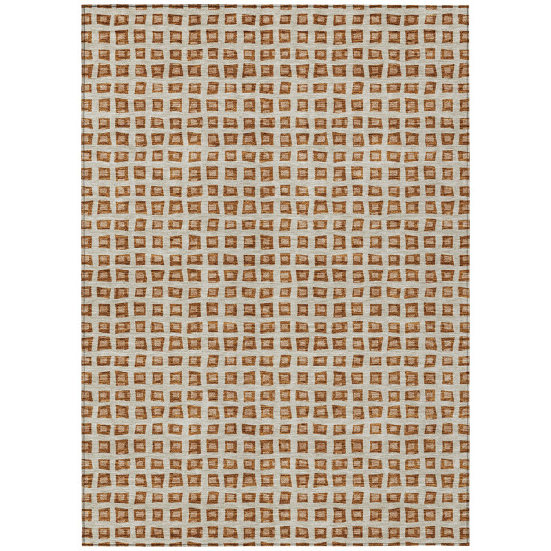 Machine Washable Indoor/Outdoor Chantille ACN727 GeometricRug, Paprika, 8' x 10'