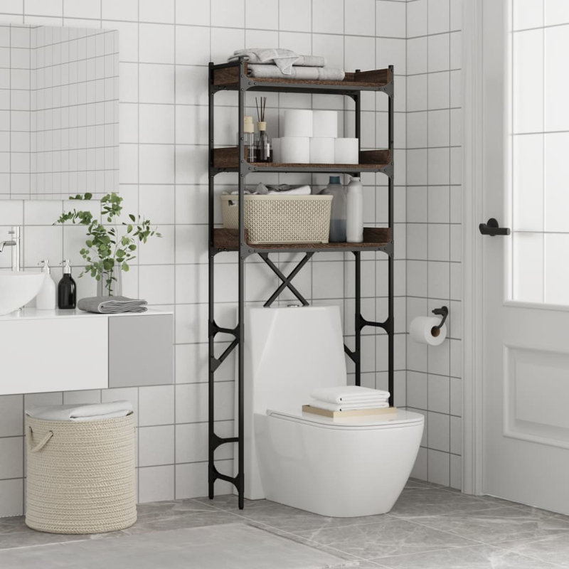 Freestanding Bathroom Shelves, Brown Oak