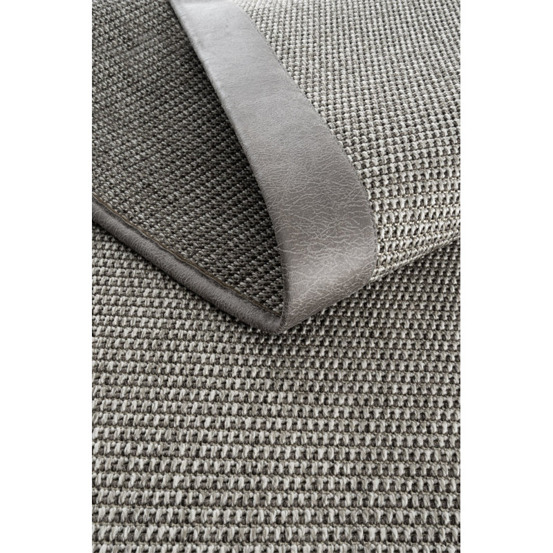 Tapis en cuir de sisal à bordure Medusa pour le salon, Rectangle 6 pi 7 po x 13 pi 2 po