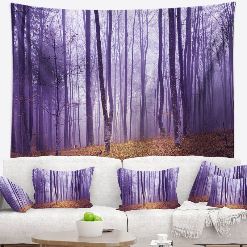 Tapisserie forêt magenta brumeux, H 78 po x l 92 po