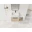 Meuble-lavabo flottant de 36 po au design moderne avec lavabo d'art en céramique, dalle de pierre plate blanche et petites tablettes de rangement, porte à fermeture douce, ensemble KD-1595168727