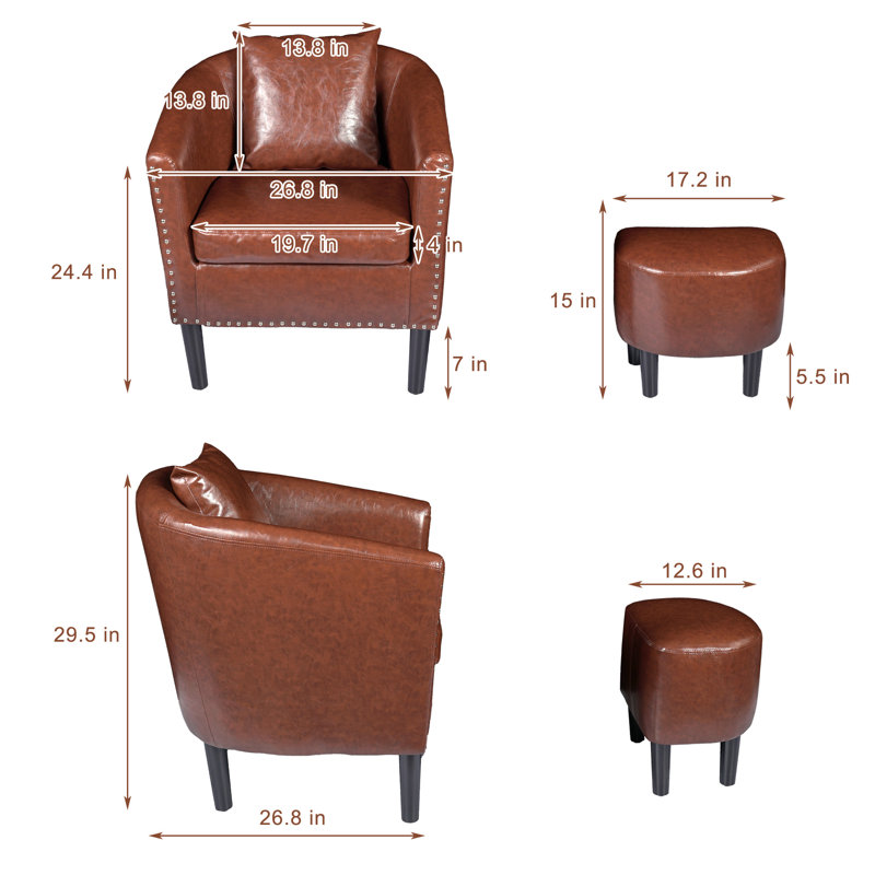 Fauteuil demi-tonneau Senchal, Brun