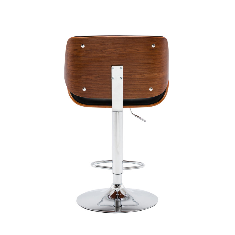 Litton Height Adjustable Swivel Faux Leather Bar Stool, Black