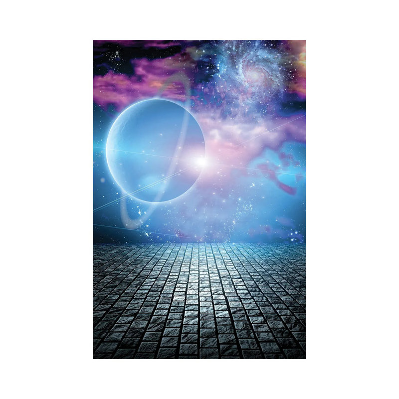 Big Planet Above Stone Field at the Edge of Space 1 Piece Wrapped Canvas Wall Art, 20.32 cm H x 30.48 cm W