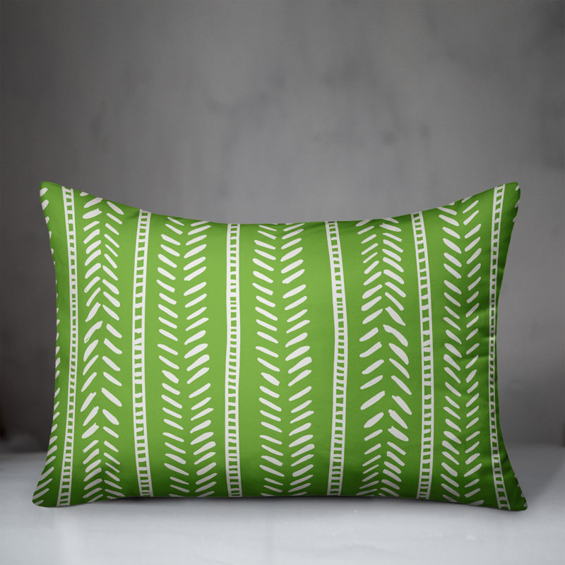  Coussin lombaire intérieur / extérieur Abstract Arrows, Pas de bourre, Vert/crème