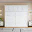 Grand lit escamotable mural avec armoires supérieures, blanc